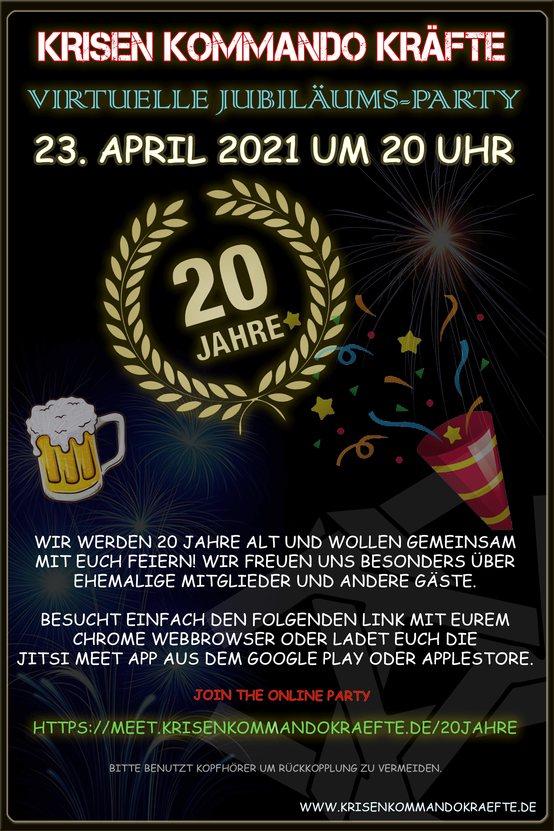 20 Jahre Krisen Kommando Krfte - virtuelle Jubilums-Party